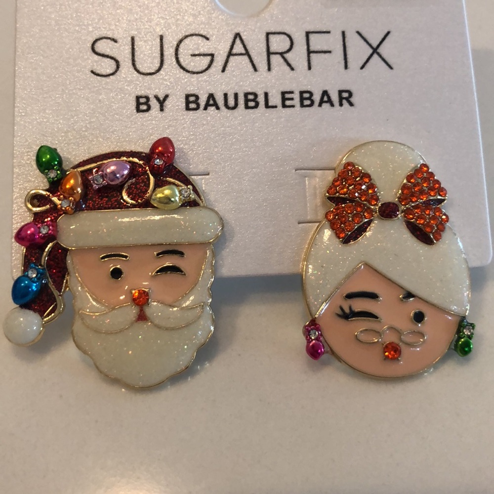 SugarFix by BaubleBar Mr. & Mrs. Claus Stud Earrings nwt